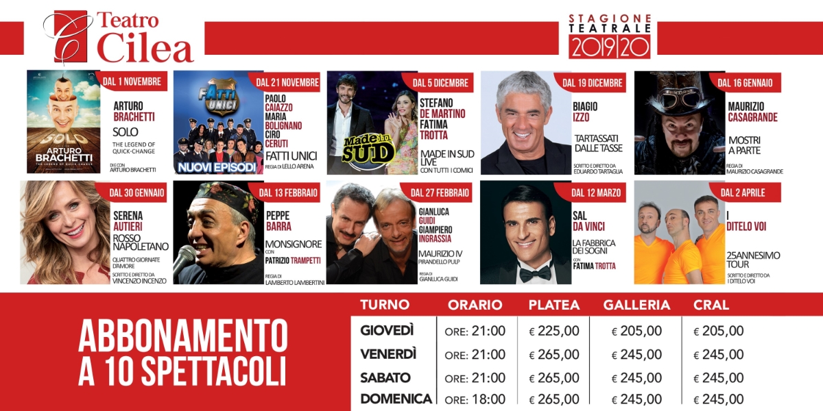 Sconto su abbonamento a 10 spettacoli al TEATRO CILEA